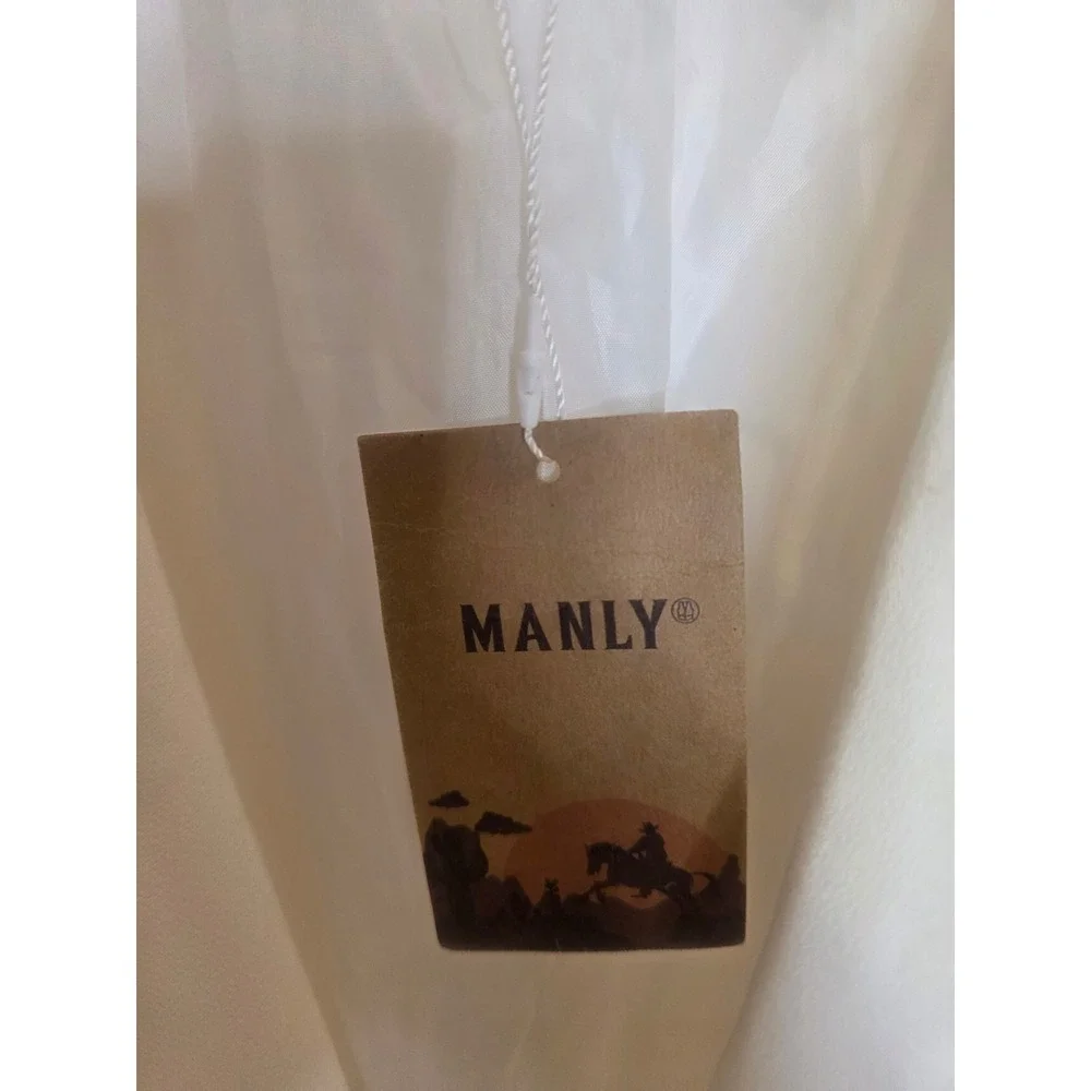 NWT Manly White Dralon Linen Notch Lapel Two Buttons Casual Blazer Sz XL Resort